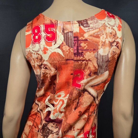 Vintage 90s Y2K Pinup Girl Print Blokette Varsity Numbers Maxi Dress size M/L - Picture 8 of 12